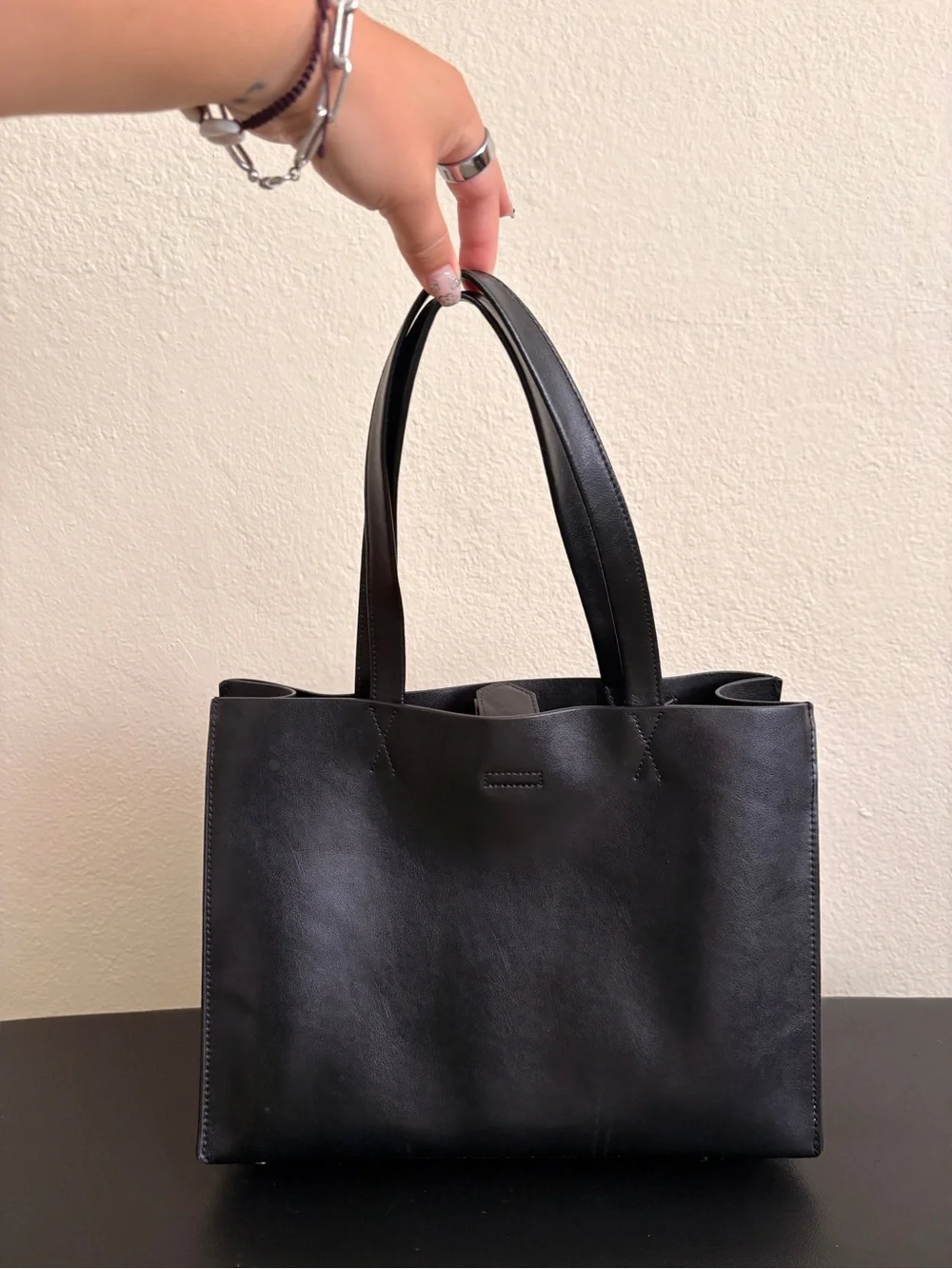 Banana Republic Black Leather Laptop Tote